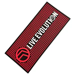 Tappetino da bar in PVC nero rosso giallo antiscivolo tappetino in silicone all'ingrosso logo personalizzato tappetino in gomma personalizzato