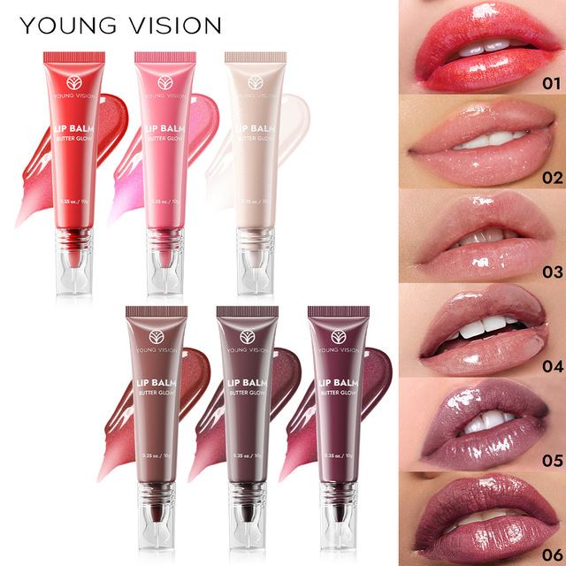 Butter Glow Lip Balm Gloss Moisturizing Shiny Lip Oil with Applicator Tip Non Sticky Hydrating Tinted Lip Treatment