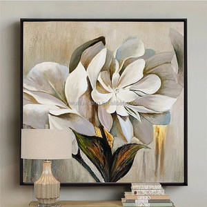 Arte acrílico abstracto de flor para pared, lienzo grande pintado a mano, Retro, blanco, dorado, gris, arte de <span class=keywords><strong>flores</strong></span> <span class=keywords><strong>al</strong></span> óleo, 100% - Product Image 4