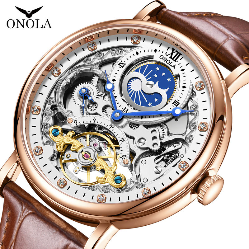 ONOLA Brand Mens Mechanical Watches Hollow
