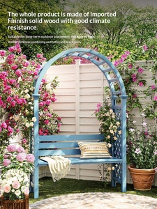 <span class=keywords><strong>Arche</strong></span> de jardin semi-circulaire <span class=keywords><strong>en</strong></span> <span class=keywords><strong>bois</strong></span> finlandais <span class=keywords><strong>pour</strong></span> fleurs et plantes grimpantes, avec siège, <span class=keywords><strong>pour</strong></span> cour et balcon, bleue - Product Image 5