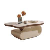 Table basse en bois massif style crème, salon, style Wabi-sabi vintage, créative, tendance, ovale, design moderne minimaliste