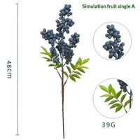 Buah Blueberry Buatan Grosir Tangkai Tunggal Vas Meja Cetakan Injeksi Modern 48cm Dekorasi Rumah & Pernikahan