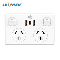 AU Power Point Double GPO Prise électrique et interrupteur 10a Double Powerpoint Prise murale commutée avec 2 USB A USB C 20W