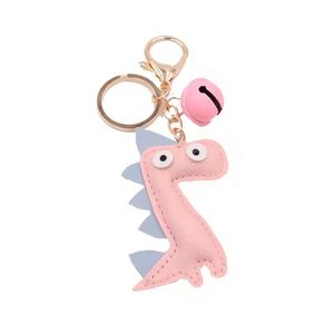 Creative Dinosaur PU Leather Keychain Cute Bag Pendant Bell Charm Car <b>Key</b> <b>Ring</b> Cross Border Gift - Product Image 1