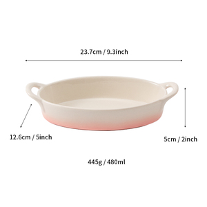 Plat <span class=keywords><strong>de</strong></span> cuisson ovale en céramique avec poignées, pour pommes <span class=keywords><strong>de</strong></span> terre, fromage, pâtes, plat <span class=keywords><strong>gratin</strong></span>é en porcelaine - Product Image 2