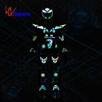 Costume de robot LED pour spectacle de scène avec casque et chaussures, costumes tron, éclairage noir, carton 1 pièce, ensembles lumineux pour adultes, performance T/T