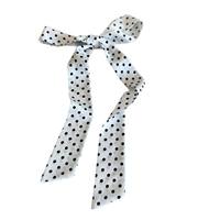 Syal Polkadot Hitam-Putih Gaya Korea - Kedatangan Baru Musim Semi/Panas, Syal Leher Elegan Multifungsi Bahan Poliester