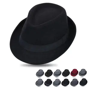 FREE SAMPLE cheap luxury design your own panama Vintage Style bowler woolen Gangster trilby fedora felt jazz felt hat