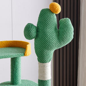 Fabrika doğrudan kedi ağaçları ve Scratcher kadife Sisal evcil kediler tırmanma mesajları kaktüs kedi kulesi yuva - Product Image 3