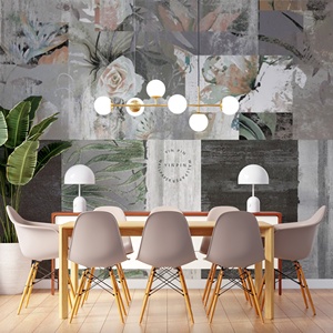 Carta Adesiva Ecologica in Seta Impermeabile Facile da Applicare Fai-da-Te Rivestimento Murale Effetto Cemento con Motivi di Erba Verde, Fiori e <span class=keywords><strong>Farfalle</strong></span> - Product Image 4