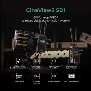 Accoon CineView 2 SDI Sistema De Transmissão De Vídeo Sem Fio 1500ft Ran 50ms Latência HD <span class=keywords><strong>MI</strong></span> SDI UVC Transmissão Ao Vivo Ação De Banda Dupla - Product Image 2