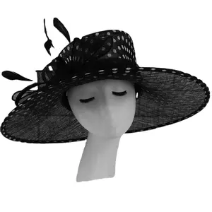 2022 nuove donne signore polka dot sinamay cappello da chiesa Kentucky Derby Dress Cloche cappello da sole Fascinator floreale Tea Party cappello da sposa