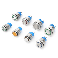 Interrupteur à bouton-poussoir LED RVB Acier inoxydable 12V/24V/220V 5A 12mm/16mm/19mm/22mm Anneaux illuminés 1NO1NC Combinaison électronique
