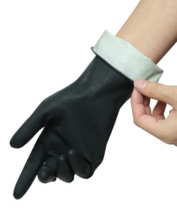 PVC Neoprene Rubber Compound Acid-Resistant Gloves Vietnam 30–45cm Flared Cotton Liner Smooth <b>Light</b> Textured Chemical Lab - Product Image 2
