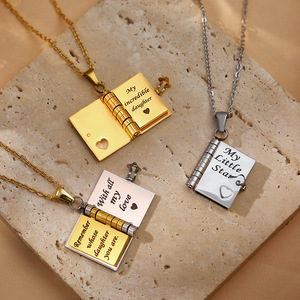 Collar con Colgante de Acero Inoxidable Chapado en Oro de 18K, para Hermana, Hermano, Mamá, Papá, Familia, para Mujer - Product Image 1
