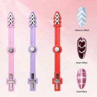 BQAN Baguette magnétique 3-en-1 multi-formes pour nail art œil de chat, motif cœur français et chevron