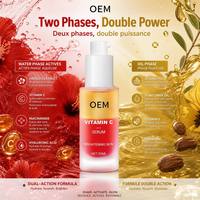 Sérum Anti-Âge et Éclaircissant OEM Marque Privée, 60% Phase Liquide Rouge Active, 40% Phase Huile Légère, 30ml, pour le Visage et le Cou, Affinant la Peau