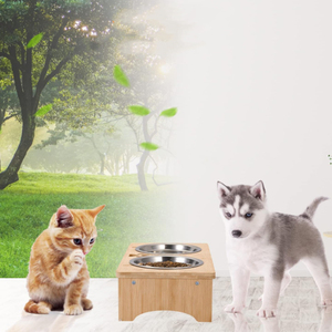 Natural Wooden Bamboo <strong>Dog</strong> <strong>Bowl</strong> <strong>Stand</strong> Raised <strong>Dog</strong> <strong>Bowls</strong> Feeder Non-Slip Pets Food <strong>Bowls</strong> <strong>Stand</strong> - Product Image 5