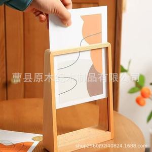 Wooden <b>Double</b>-Sided Transparent <b>Photo</b> <b>Frame</b> A4 Size Solid Wood Rectangular Tabletop Display Rack Eco-Friendly Living Room - Product Image 4