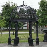 BLVE décor extérieur grand gazebo antique en métal rond gazebos de mariage en fonte pavillon avec pilier de statue de dame