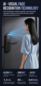 Glomarket WiFi Tuya App Cloud Wood Door Smart <b>Lock</b> with Fingerprint Password Card <b>Key</b> & Face Recognition-Aluminium Alloy - Product Image 3