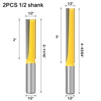 Fraise de défonceuse à queue longue de 12 mm/12,7 mm pour le nettoyage des fonds, fraise à double tranchant pour le bois, ensemble de fraises de nettoyage pour le travail du bois CNC 50/76 mm, personnalisable OEM