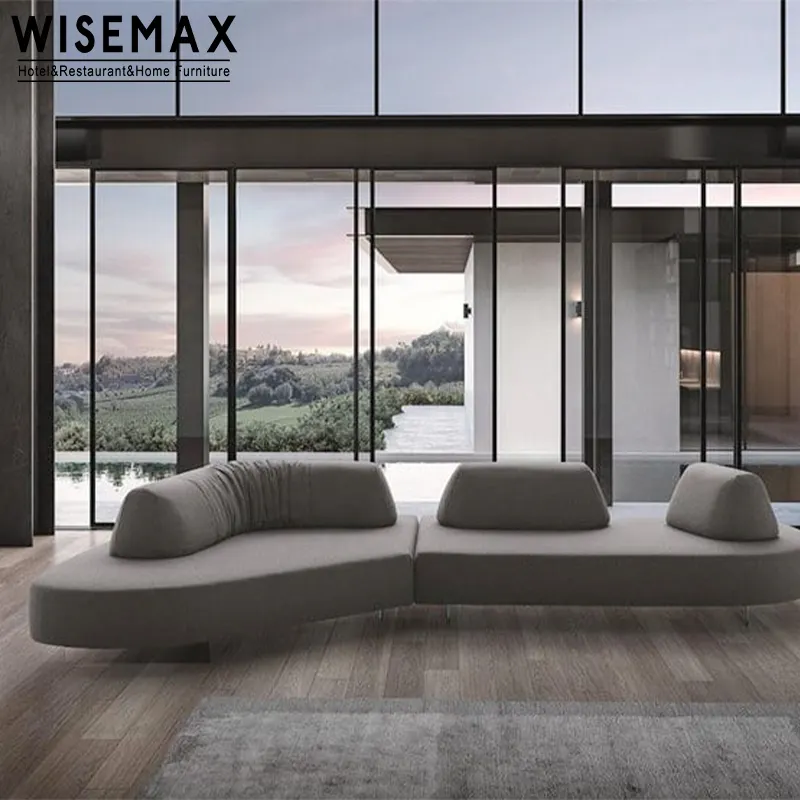 WISEMAX FURNITURE straordinario confortevole pacchetto italiano divano in tessuto grigio soggiorno divano componibile Set per Hotel