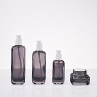 Ensemble de flacons cosmétiques en verre de luxe avec couvercle en aluminium doré, flacon pompe pour lotion, flacon vaporisateur pour emballage de produits de soin de la peau
