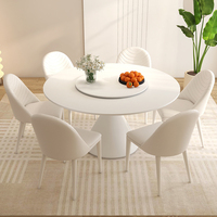 Moderner Stil Luxus Marmor runden vollen Esstisch Stuhl Set 4 6 8-Sitzer Restaurant Küche nach Hause Weißmetall Möbel Designs