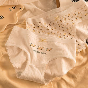 Culotte Hipster Femme Style Français Quotidienne Confortable Respirante en Coton Pur 5A Tricoté Anti-Bactérien Taille Moyenne - Product Image 5