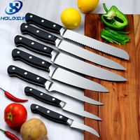 Ensemble de couteaux de cuisine en acier inoxydable de haute qualité avec logo personnalisé, ultra-affûtés, de qualité alimentaire, 8 pièces, manche en POM, avec bloc en bois pour iPad