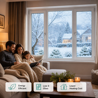Ventana Abatible de PVC Estilo Europeo, Perfil Alemán, Doble Acristalamiento, Blanca, para Villa, Baño, Dormitorio, con Certificación Energy Star