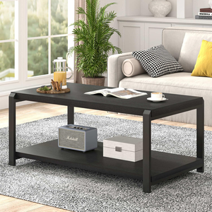<span class=keywords><strong>Table</strong></span> basse rustique moderne noire <span class=keywords><strong>de</strong></span> 42,1 pouces, <span class=keywords><strong>table</strong></span> à cocktail rectangulaire industrielle avec étagère <span class=keywords><strong>de</strong></span> rangement - Product Image 3