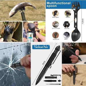 Kit d'outils de survie en plein air 210x110x55mm, multifonctionnel, compact, équipement d'urgence pour le camping, acier inoxydable, 30 en 1 - Product Image 5
