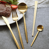 Ensemble de couverts en acier inoxydable épaissi et renforcé pour la restauration : baguettes, cuillères et fourchettes