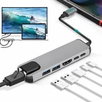 Hub USB C 6 en 1, station d'accueil Type C 100W PD avec Ethernet RJ45 100M, 4K HDTV, USB 3.0, USB 2.0 pour MacBook iPad Pro