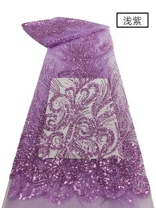 Perle Broderie Paillettes Maille Tissu Dentelle Robe De Mariée En Trois Dimensions Fleur Tissu a Paillettes Brode De Perles - Product Image 5