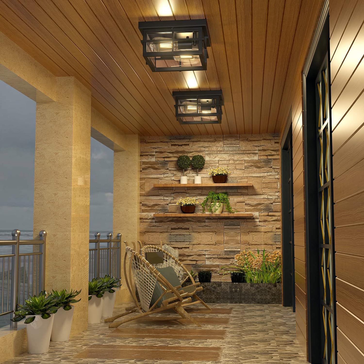 flush mount ceiling light patio