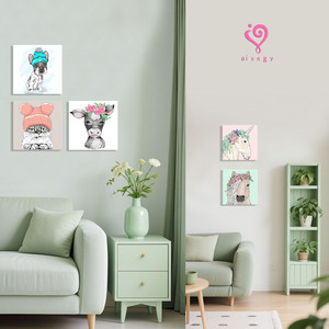 Kit de peinture par numéros personnalisé en gros, motifs animaux mignons habillés (Licorne, Cheval, Chaton, Chiot, Vache), portrait numérique DIY à l'huile - Product Image 5