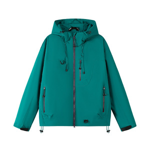Veste coupe-vent imperméable de haute qualité, fermeture éclair, veste décontractée de couleur unie, blouson homme à capuche - Product Image 3