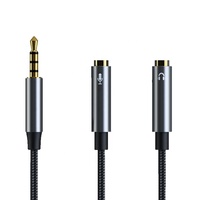 Tissage en nylon 3.5mm 4 pôles stéréo mâle-femelle Y Splitter Câble audio auxiliaire