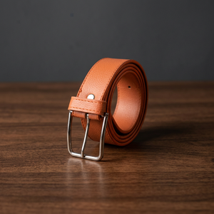 Brown Vintage Fashionable Cow Hide Steel Square Pin <b>Belts</b> Solid Pattern Eco-Friendly Custom Logo Branding Lightweight 3.8 BS - Product Image 1