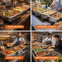 TIANXING Edelstahl GN-Behälter Gastronorm Lebensmittelbehälter Kommerzieller Hotel-Buffet Dampftisch-Behälter mit Deckel