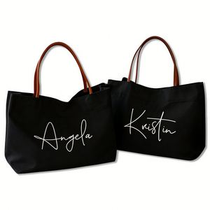 Custom Square Handmade Canvas Tote <b>Bag</b> with Solid Color Wedding Gift <b>Bag</b> & Bridal <b>Shower</b> Presents for Women - Product Image 2