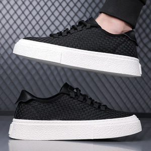 Zapatos de Lona Transpirables Tejidos con Suela Gruesa y Tacón Bajo para Hombre, Zapatos Casuales con Entresuela de EVA y Suela de Goma - Product Image 3