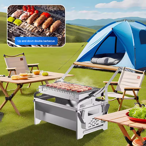 Оптовая продажа индивидуальных грилей для барбекю 360 ° Вращающийся угольный гриль из нержавеющей стали для пикников и кемпинга — с функцией переворачивания - Product Image 3