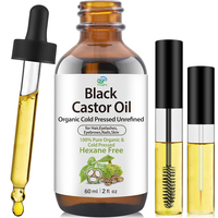 Huile de ricin biologique pressée à froid personnalisable, huile de ricin noire jamaïcaine naturelle pour la croissance des cheveux, du corps, des ongles, des cils et des sourcils