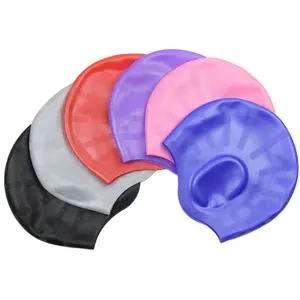 OEM Bìa Tai Swim Cap Silicone Mũ Bơi Với Logo Tùy Chỉnh In