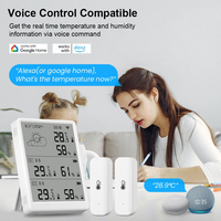 Thermomètre et hygromètre WiFi intelligent ABS, portée de détection 50-100m, capteur sans fil, moniteur de température et d'humidité intérieur/extérieur pour la maison